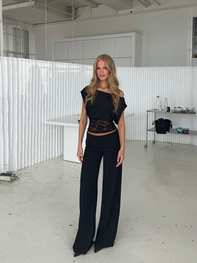 Flowy low waist bukser - sort