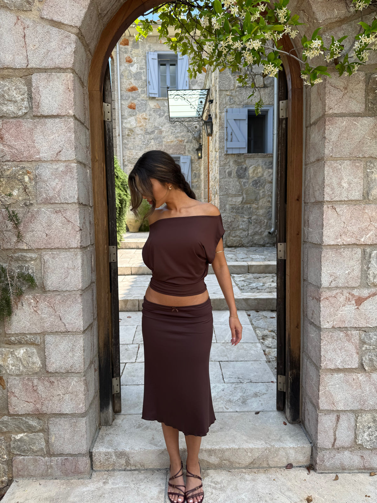 Helia basic skirt - mørk brun