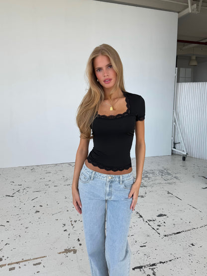 Blair basic lace tee - sort