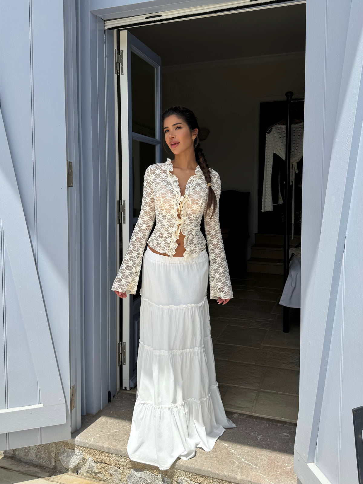Thalia Trim lace top - cream (forudbestilling)