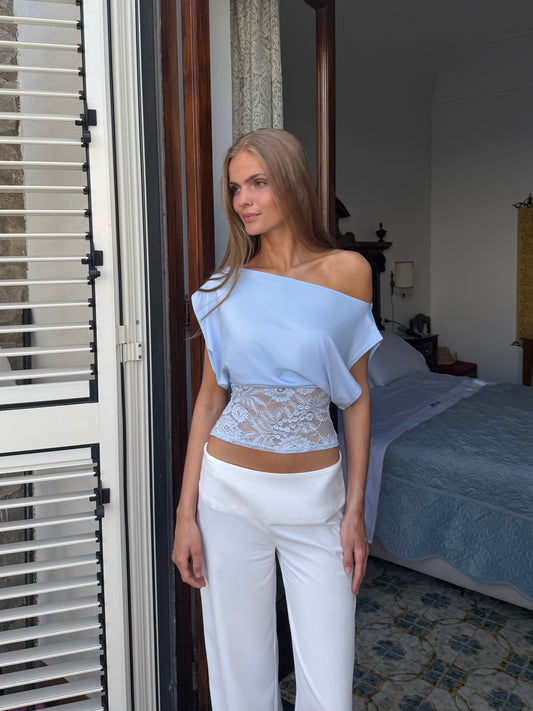 Hera basic lace top - lys blå