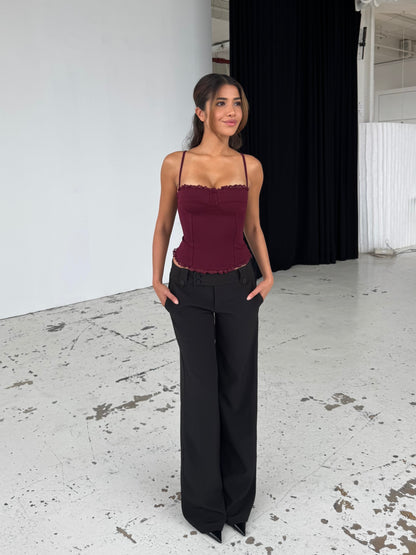 Lula lace corset top - mørk rød