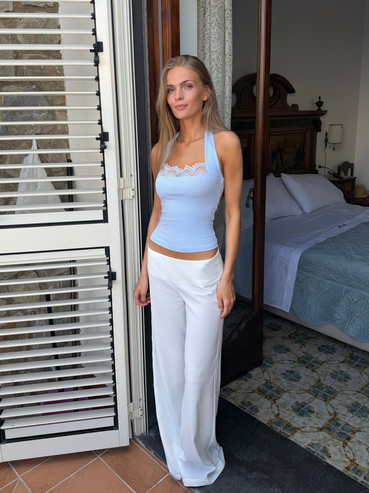 Elia lace top - lys blå