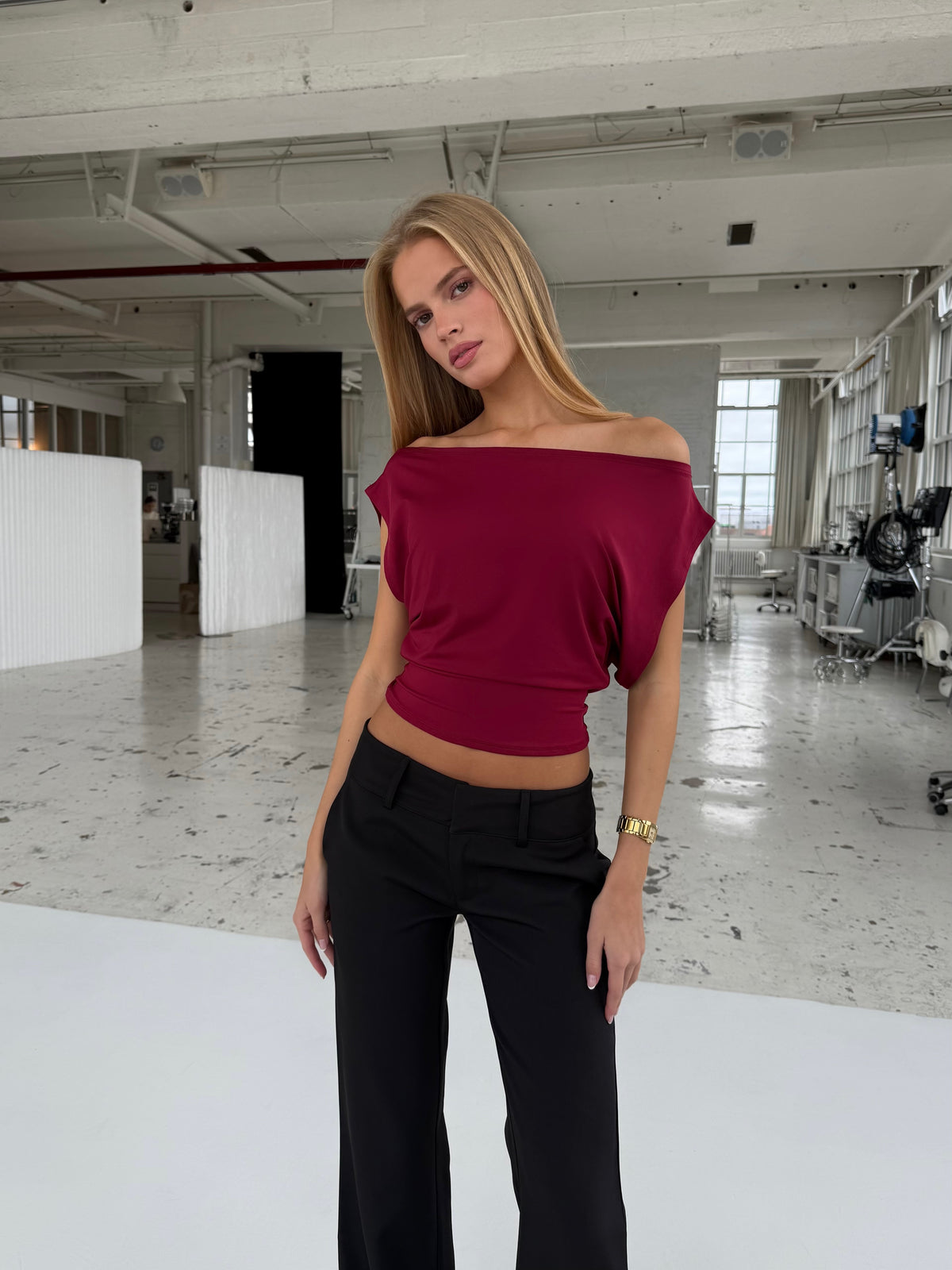 Hera basic top - mørk rød