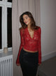 Pretty lace top - mørk rød