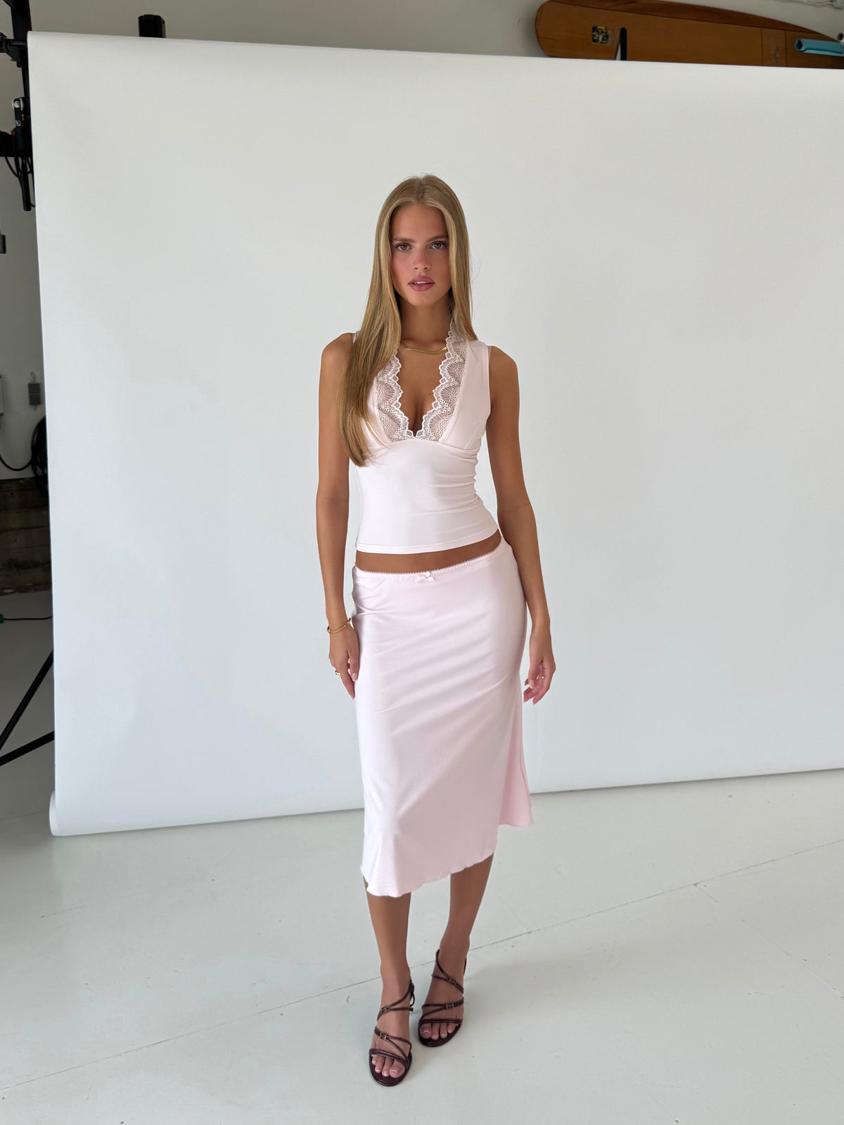 Lucia basic lace top - lyserød