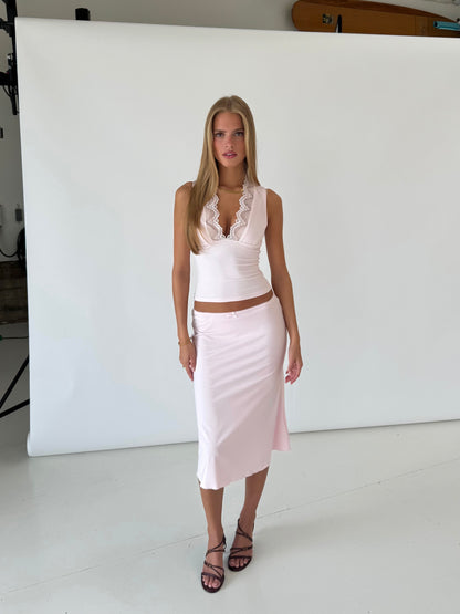 Lucia basic lace top - lyserød