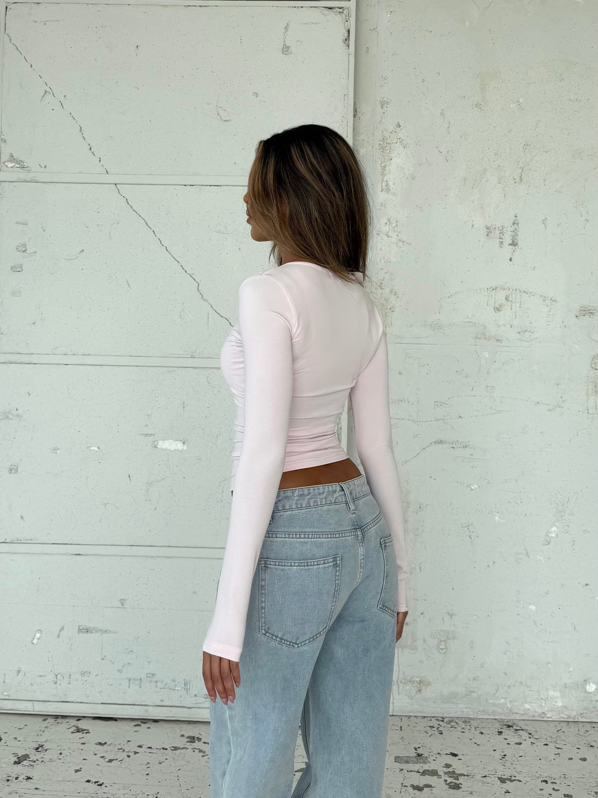 Basic v - neck top - lyserød