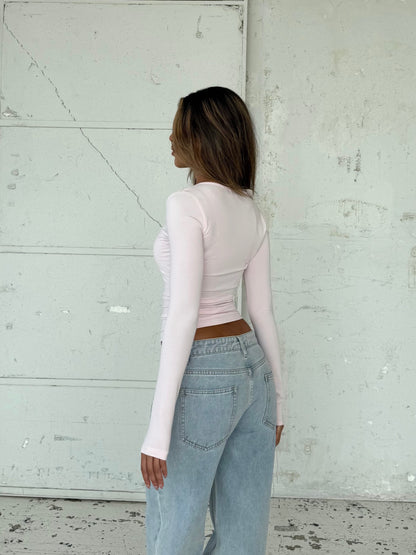 Basic v - neck top - lyserød