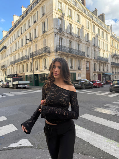 Rina lace top - sort