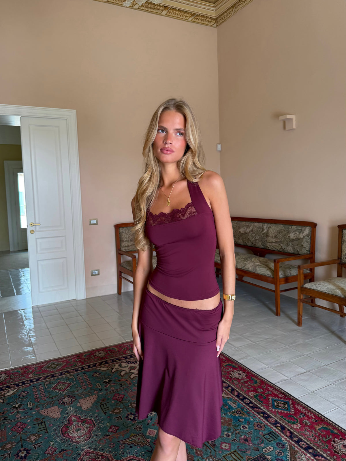 Elia lace top - bordeaux