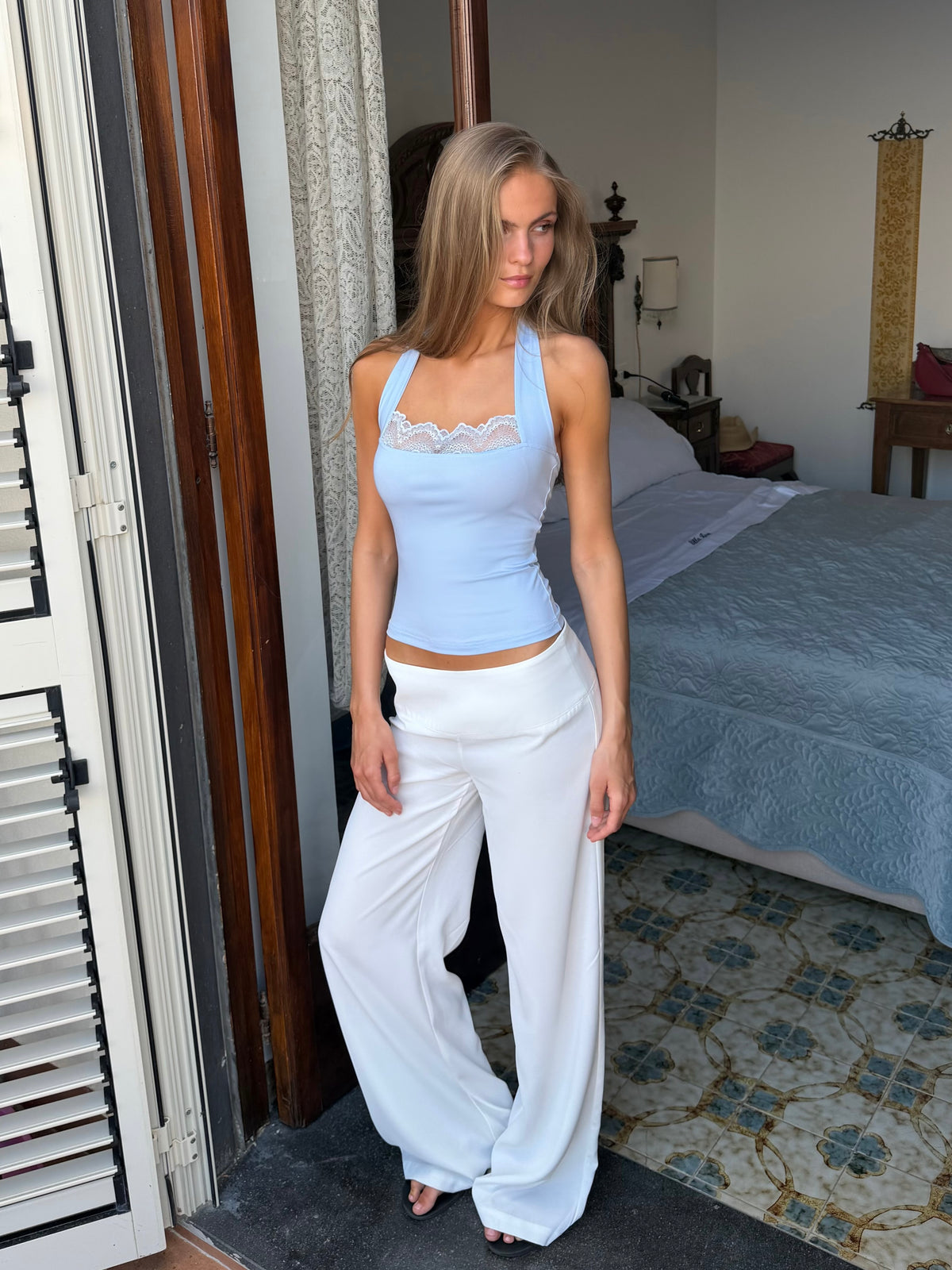Elia lace top - lys blå