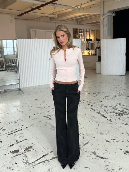 Livia low waist bukser - sort stribet