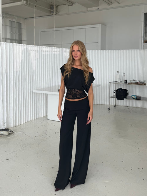 Flowy low waist bukser - sort
