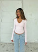 Basic v-neck top - lyserød