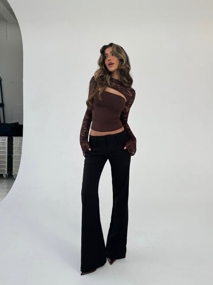 Livia low waist bukser - sort