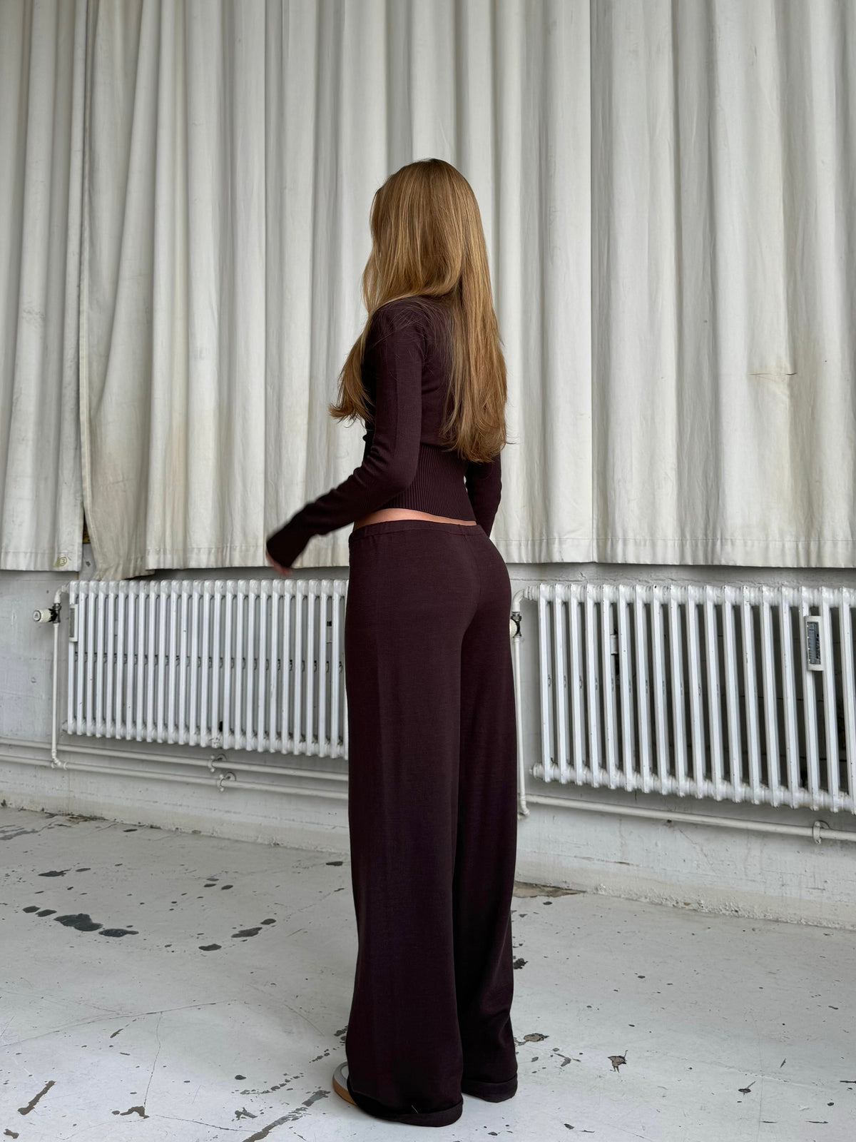 Knit bukser - mørk brun