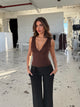 Basic lace top - mørk brun
