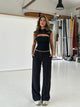 Lina low waist bukser - sort stribet