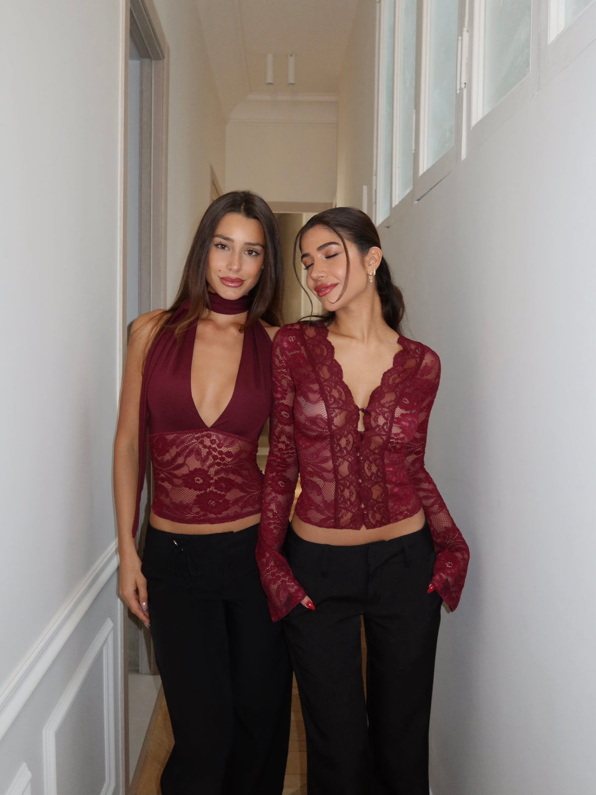 Pretty Luna lace top - bordeaux (forudbestilling)