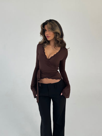 Ballerina basic top - mørk brun