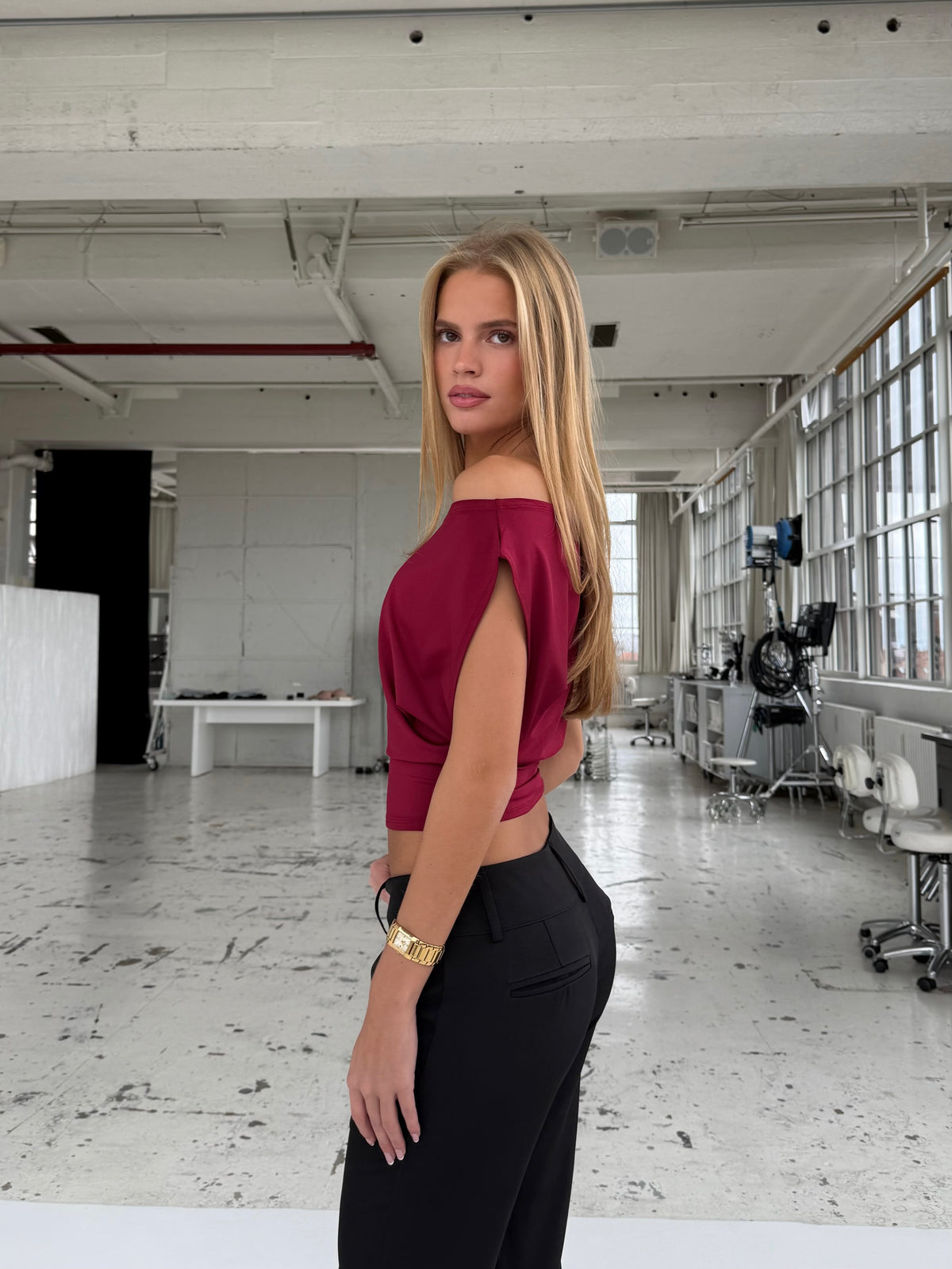 Hera basic top - mørk rød