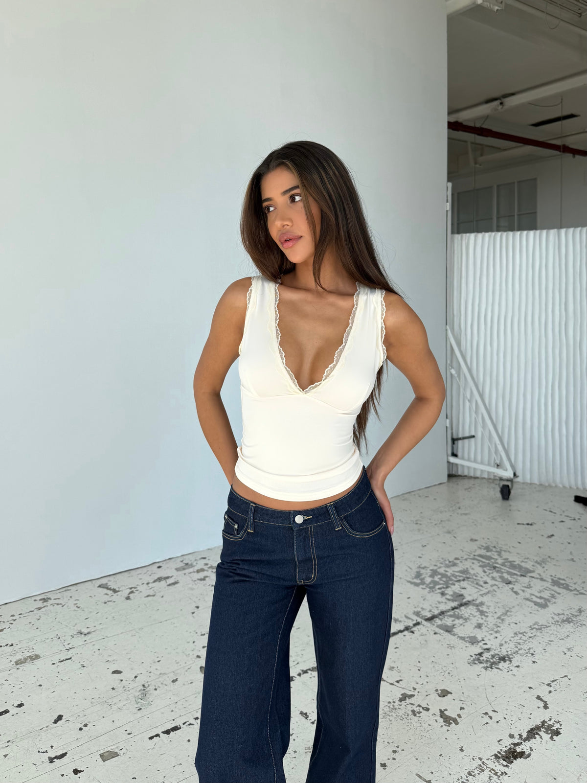 Basic lace top - cream