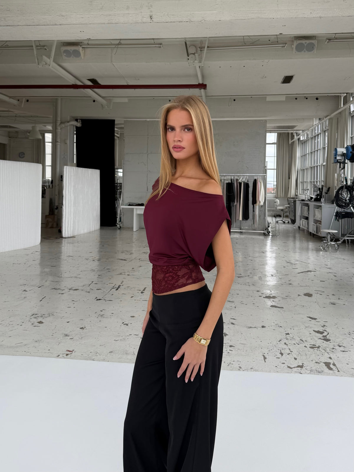 Hera basic lace top - bordeaux